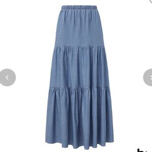 H&M chambray blue maxi tiered skirt